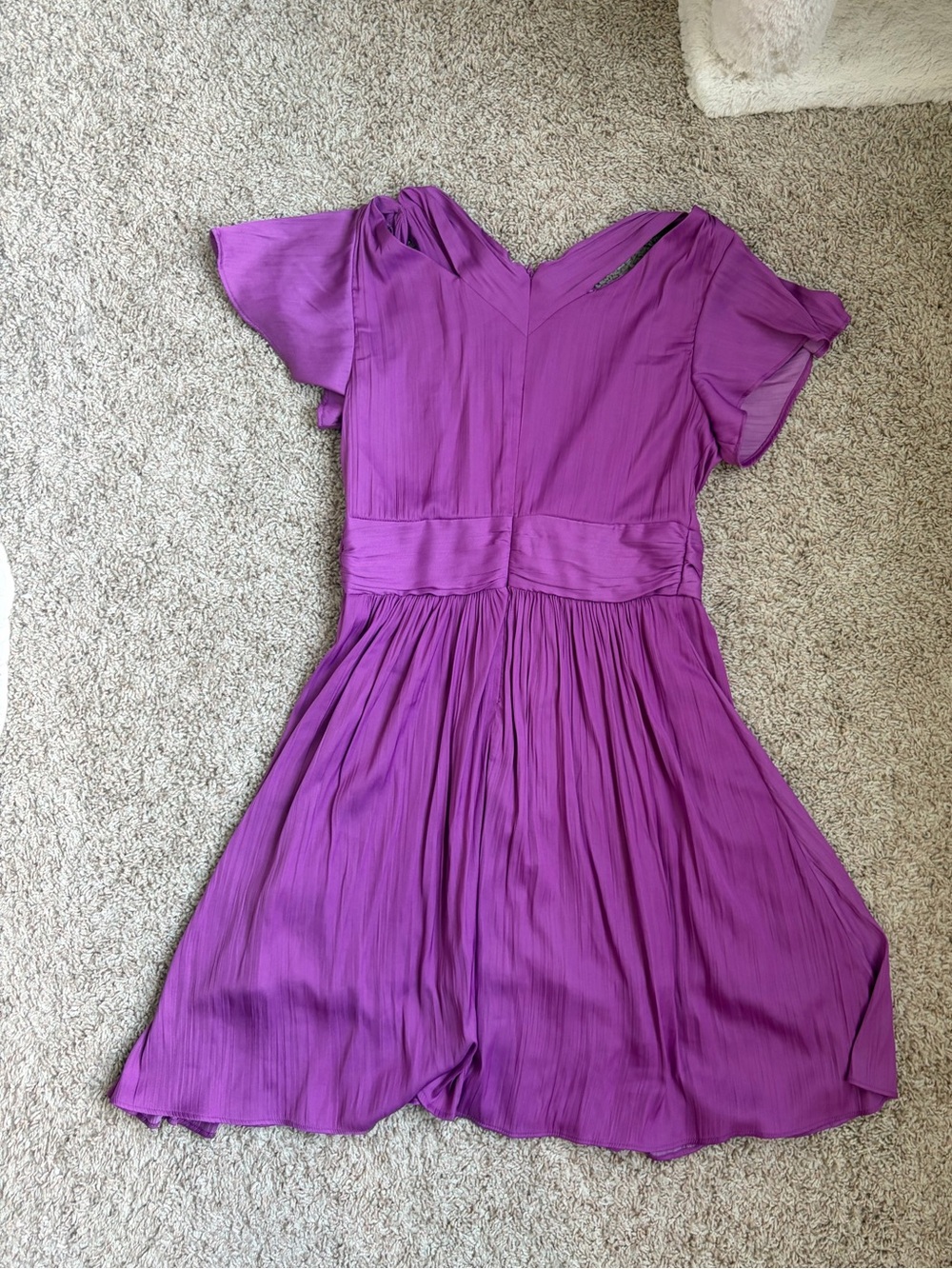 Anthropologie Purple Pleated V-Neck A-Line Dress - Picture 3 of 3